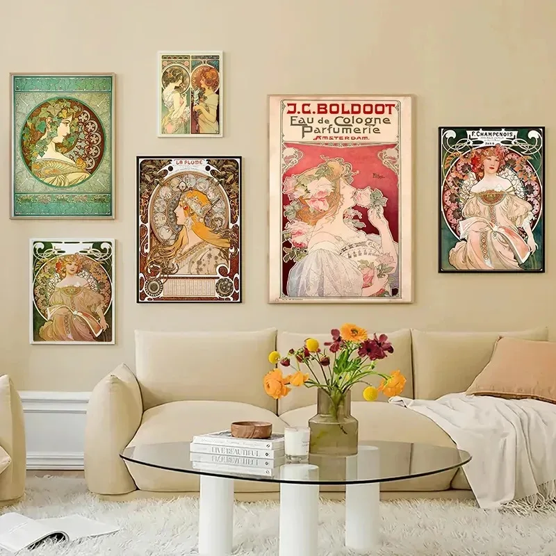 Vintage Alphonse Mucha Classic Artwork Nouveau Art Poster and Prints Canvas Painting Wall Art Pictures Home Room Decor