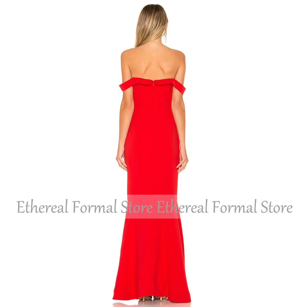 Gaun Malam Merah Modern untuk Pernikahan Putri Duyung Gaun Malam Wanita Tanpa Lengan Panjang Selantai Celah Gaun Formal Sederhana Panjang 2025
