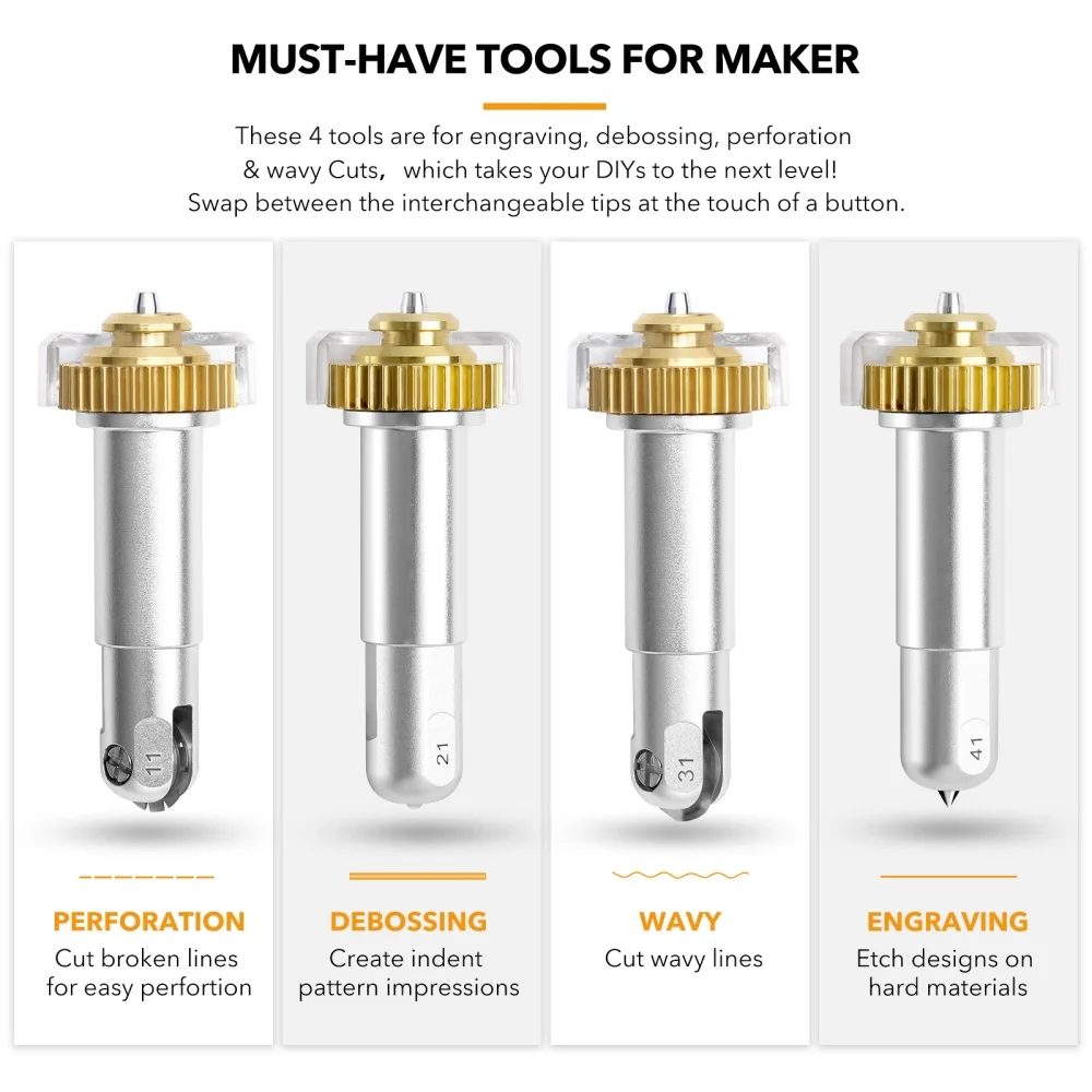 

1pc Wavy Blade Engraving Tip Compatibale with Maker/Maker 3/Maker 4 Machine Basic Perforation Blade Fine Debossing Tip for DIY