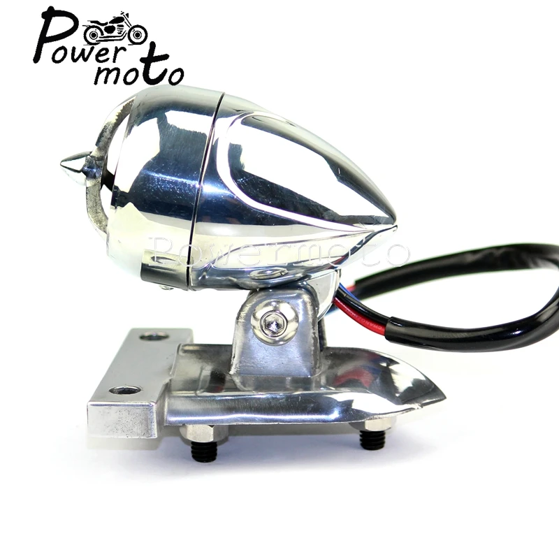 Motorcycle Rear Taillight Tail Light LED Brake Stop Lamp W/ Licesne Plate Light For Chopper Cafe Racer Bobber Scrambler Custom