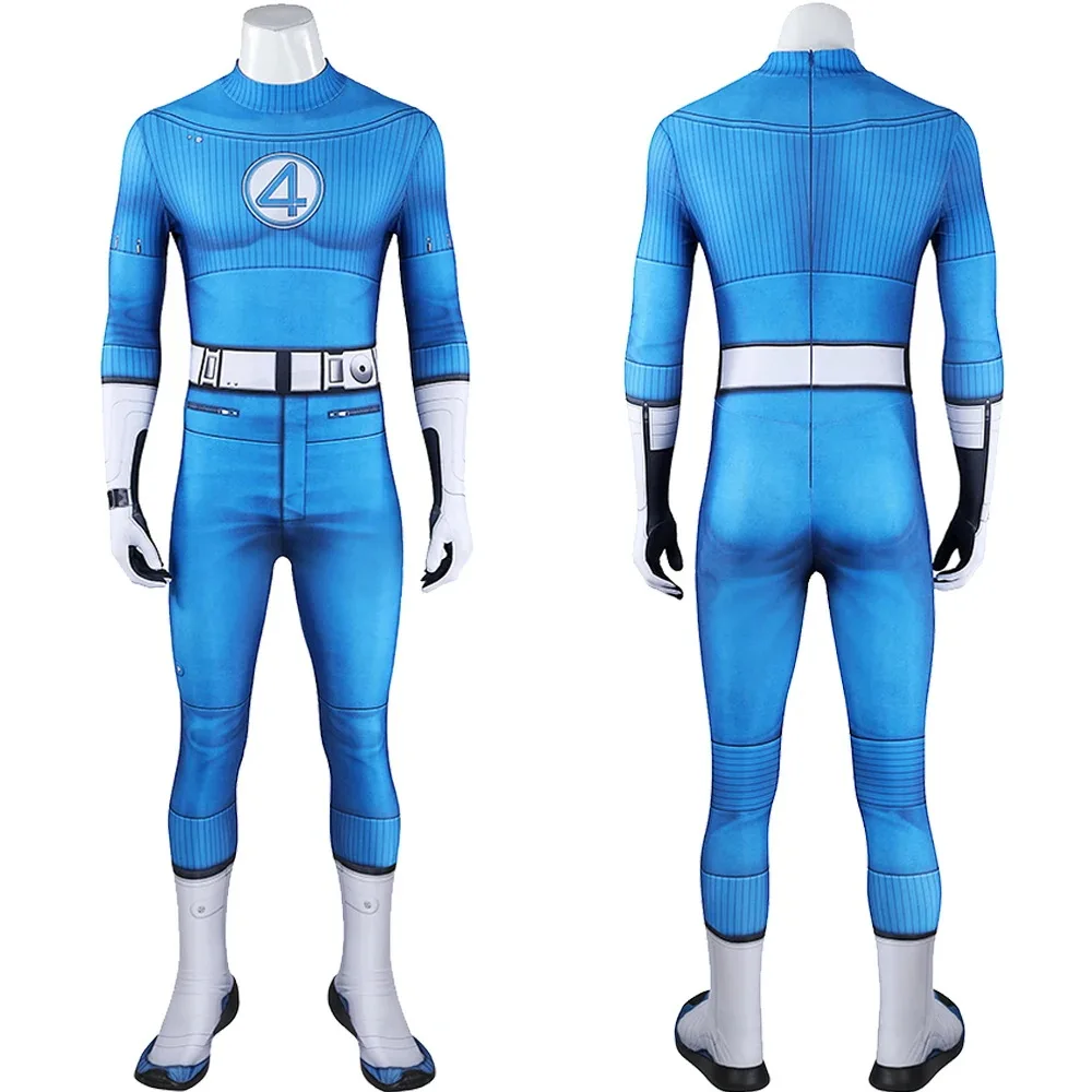 

Фантастический костюм для косплея «Четыре» из фильма «Тромболт», огненно-синий и белый комбинезон, комбинезон-невидимка для вечеринки в честь Хэллоуина