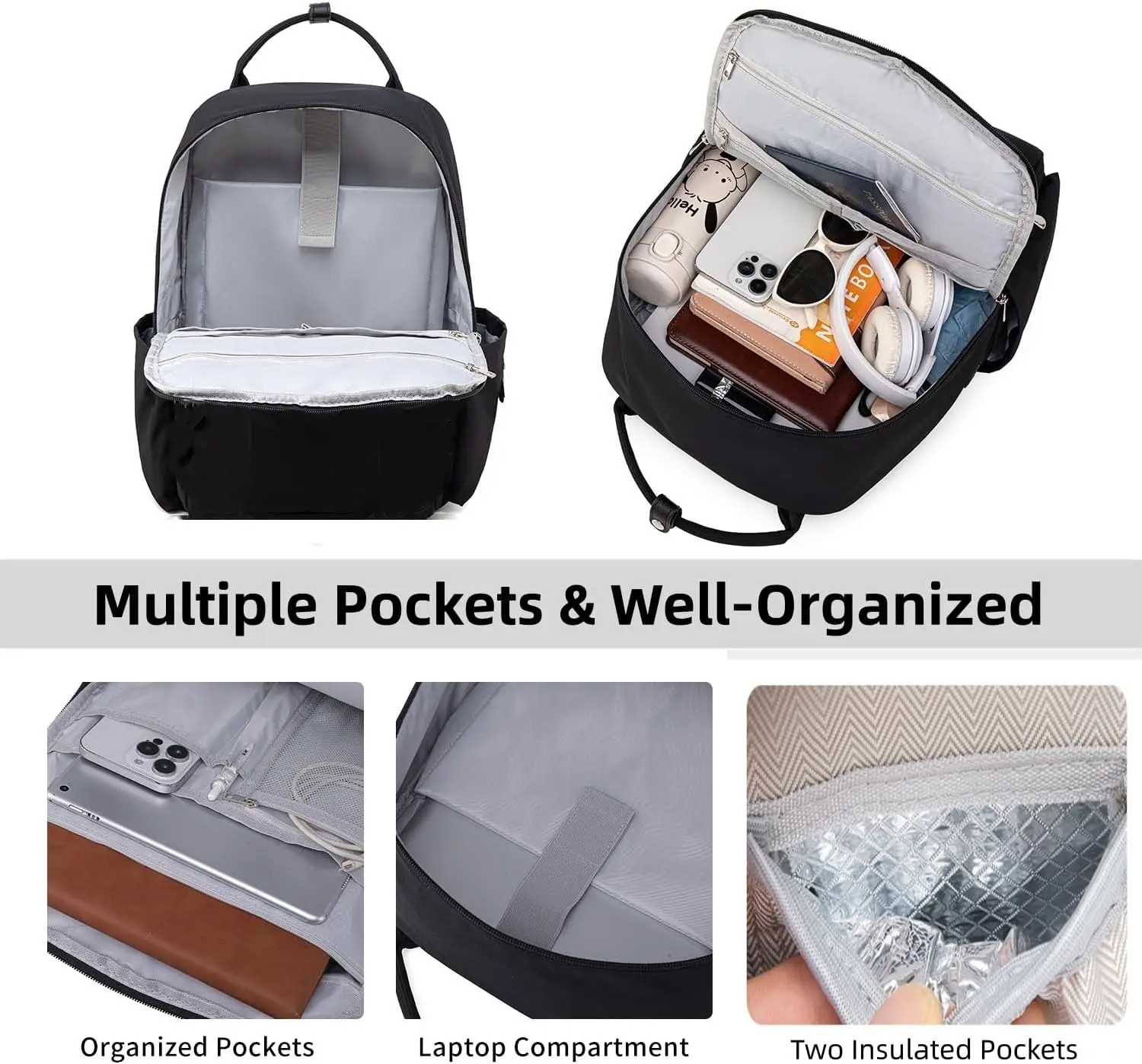 حقيبة ظهر رفيعة للكمبيوتر المحمول للعمل للنساء تناسب كمبيوتر محمول مقاس 15.6 بوصة، حقيبة كتب جامعية، حقيبة ظهر للكمبيوتر، محفظة نهارية، حقيبة سفر #2