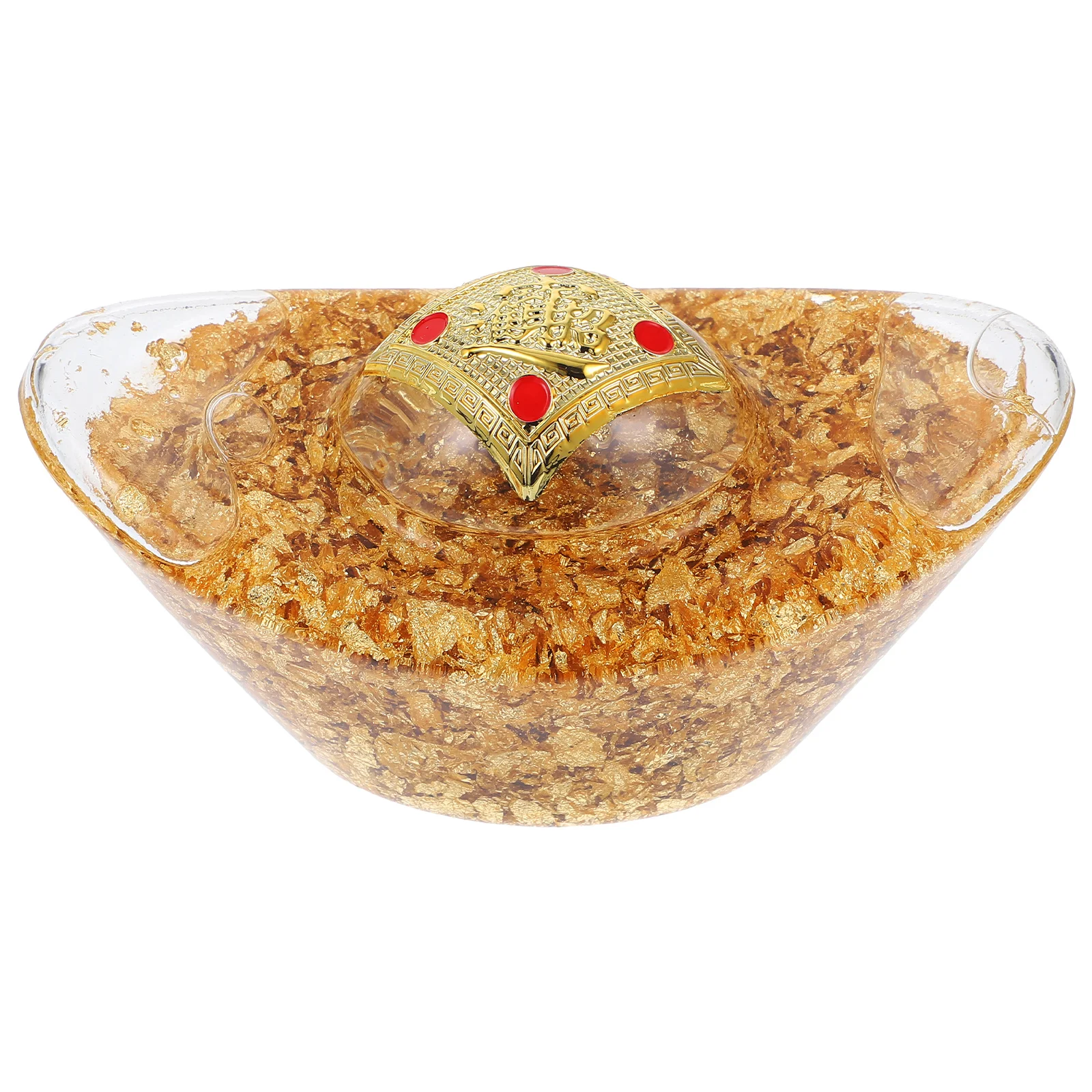 

Crystal Ingot Decor Chinese Style Carved Gold Ingot Modeling for Home Office Desktop Decoration Wealth Prosperity Symbol