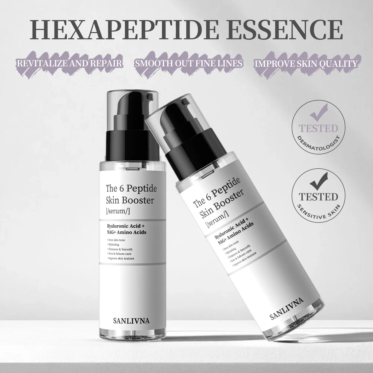

6 Peptide Essence Facial Refreshing Skin Care Set Contains Collagen to Improve Fine Lines, Brighten Skin, Moisturize and Nourish