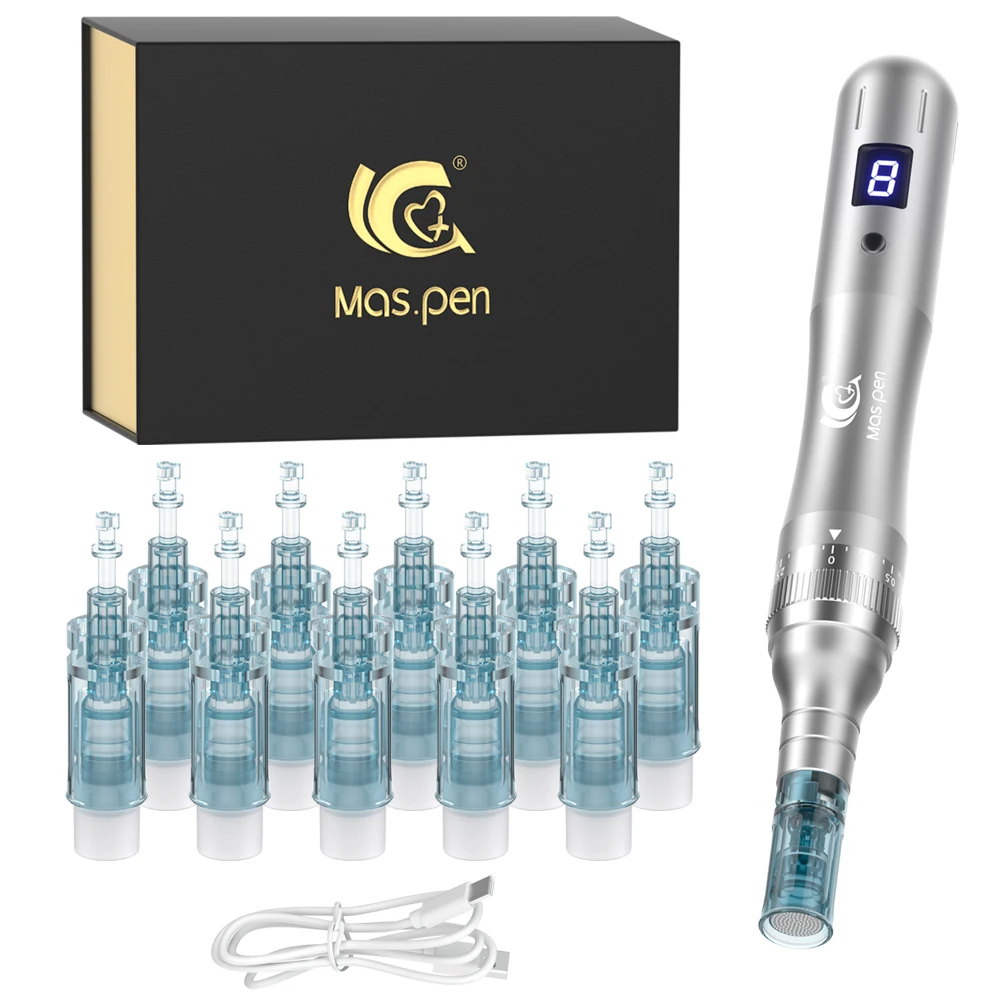 8-stufiger, wiederaufladbarer Microneedling-Derma-Pen/Mas-Pen N6 mit 10 Ersatzspitzen 0,25 mm – Detail 5