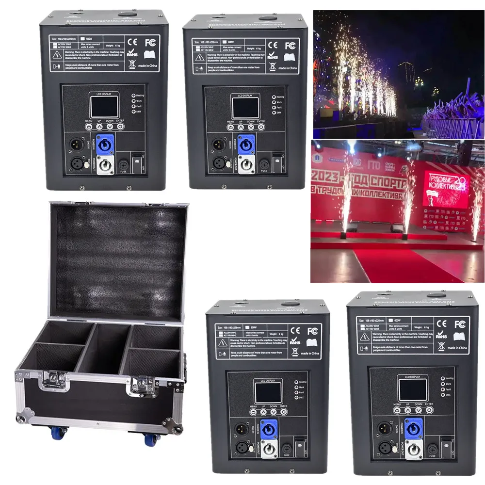 dmx 750w cold spark dj firework fountain disco sparklers machine 750W(4 Piece+flycase)