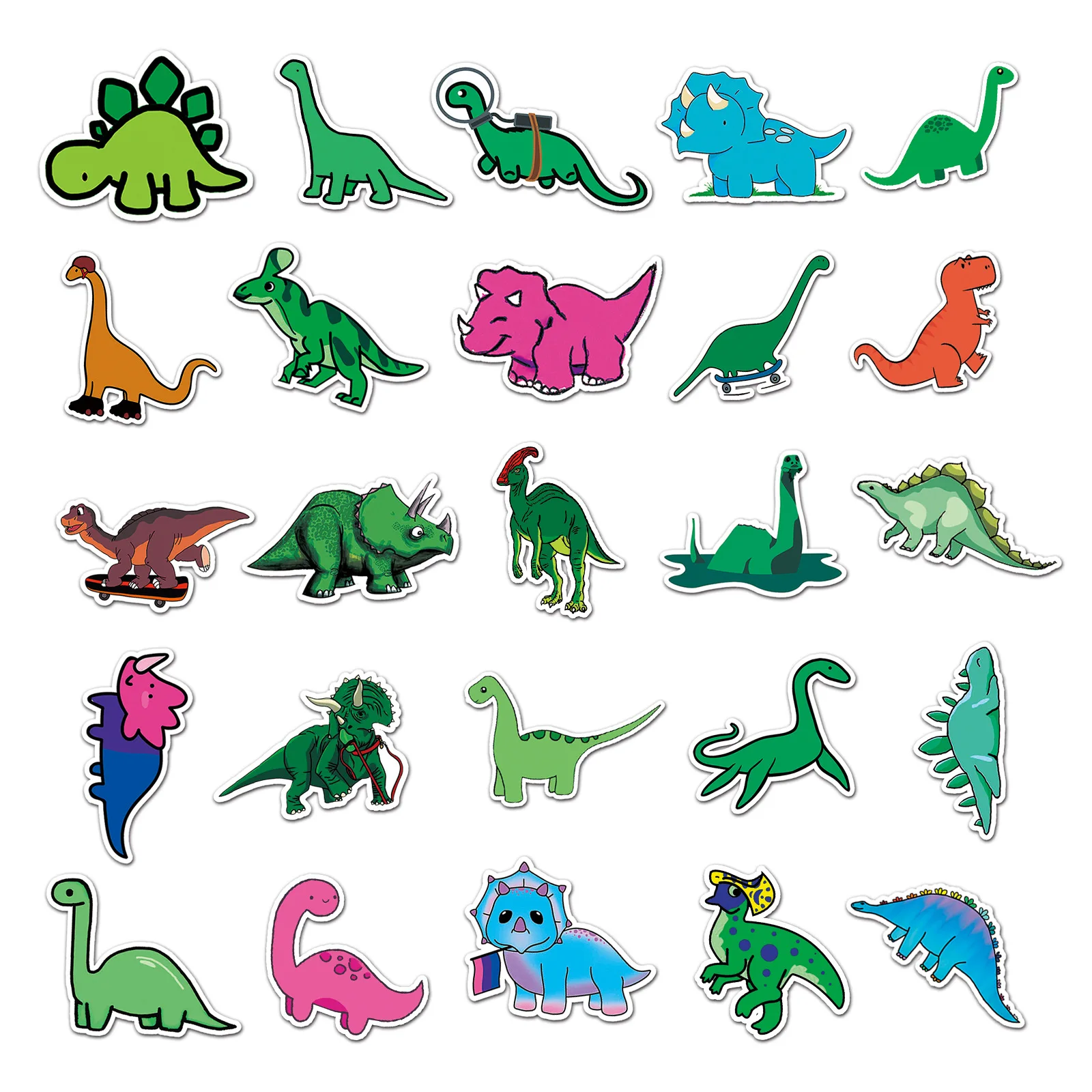 50 Stück Cartoon kleine Dinosaurier Serie Graffiti Aufkleber geeignet für Laptop Helme Desktop-Dekoration DIY Aufkleber Spielzeug