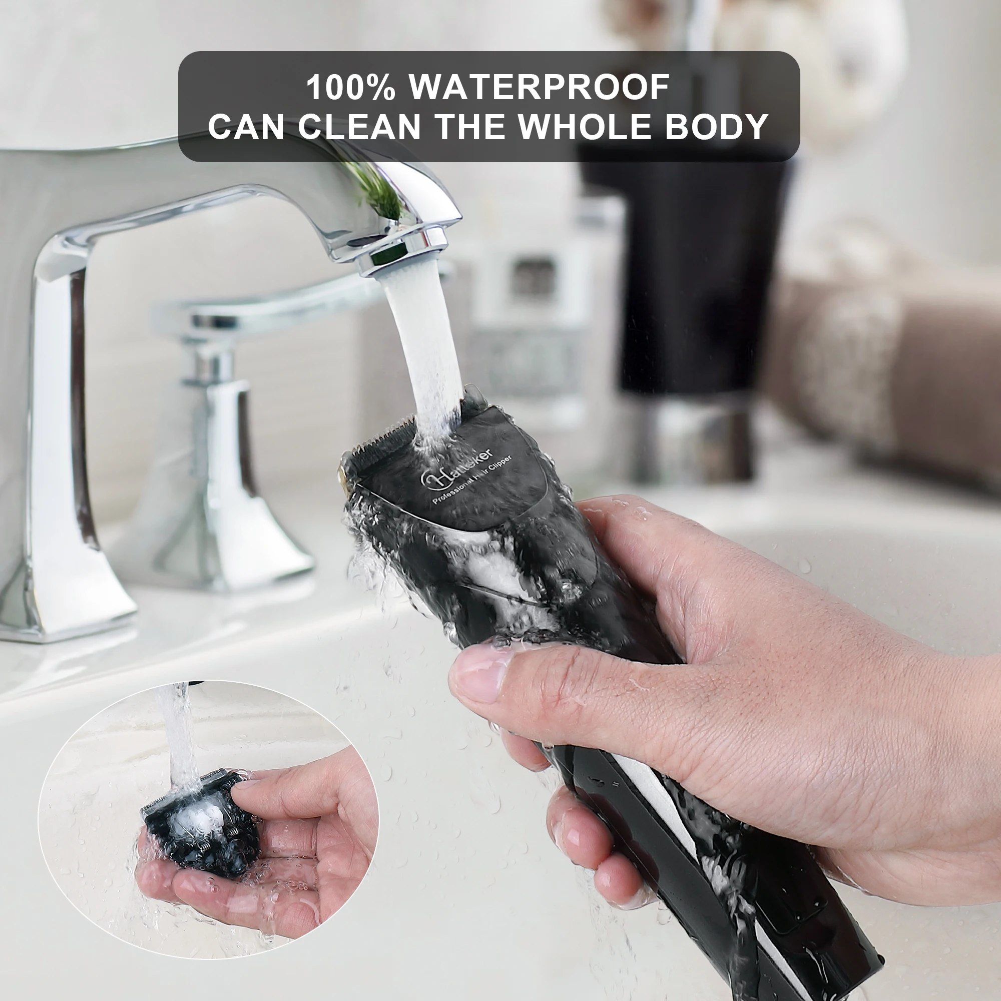 ماكينة قص الشعر الاحترافية من HATTEKER الكل في واحد للرجال ماكينة قص الشعر الكهربائية المقاومة للماء شحن مجاني