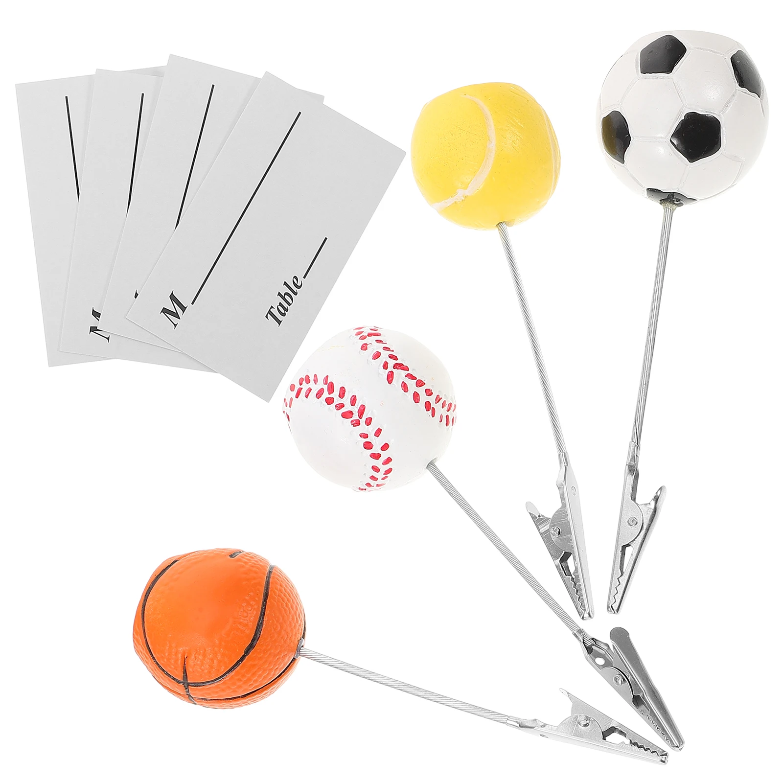 

4pcs Sports Picture Stand Card Holder Basketball Football Tennis Baseball Clip Stand Table Number Picture Menu Holder
