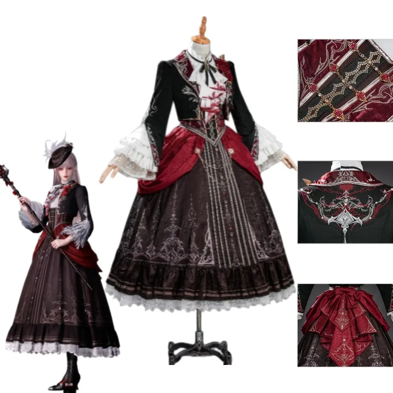 Love and Deepspace Red Moon Covenant Cosplay Costume Silver Wing Demon Dress Choker Layered Skirt Arm Cuffs For Women Convention - view 2