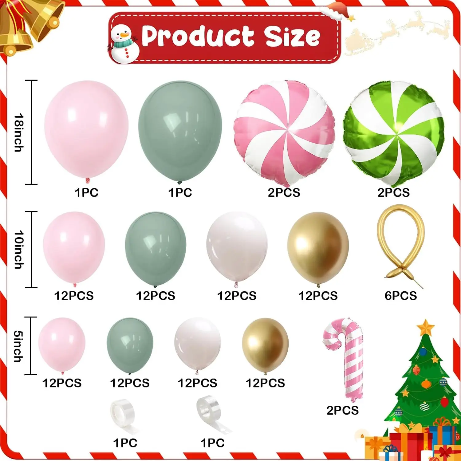 112Pcs Christmas Theme Balloons Arch Kit with Pinwheel Film Balloons for Christmas,New Year,Birthday Graduation Party Decoration