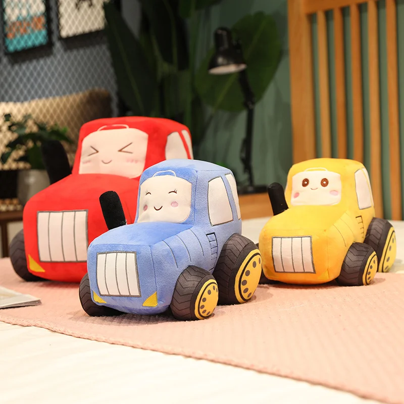 30/45CM Cartoon Tractor Plush Toys Kawaii Car Dolls Stuffed Soft Plush Pillow Creative Toys Birthday Gift Decor