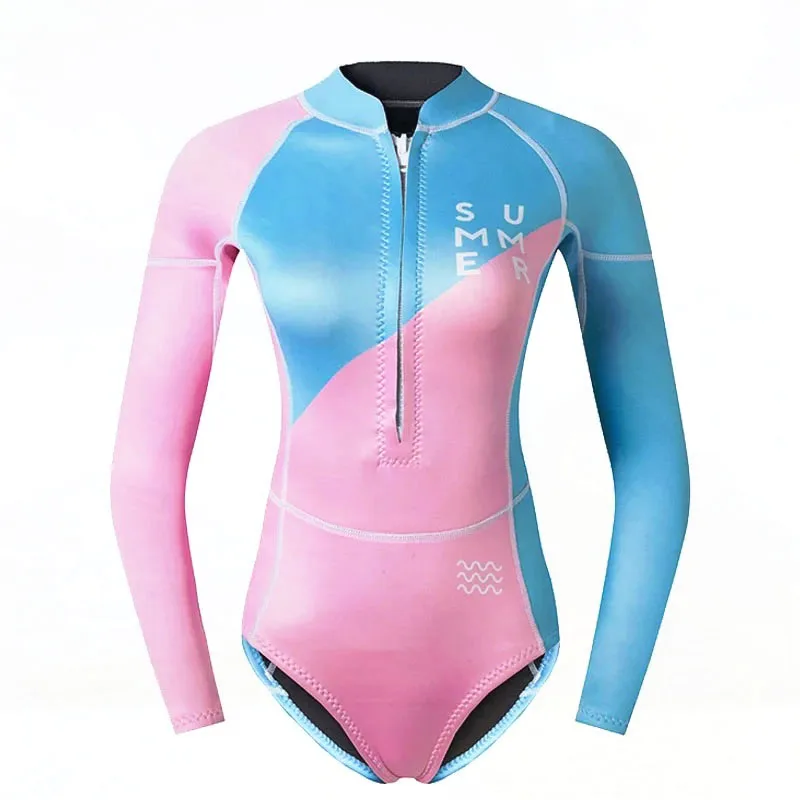 New Neoprene Wetsuit Women Diving Stockings Long Sleeves Freediving Suit Anti-UV Surf Snorkeling Thermal Fashion Swimsuit