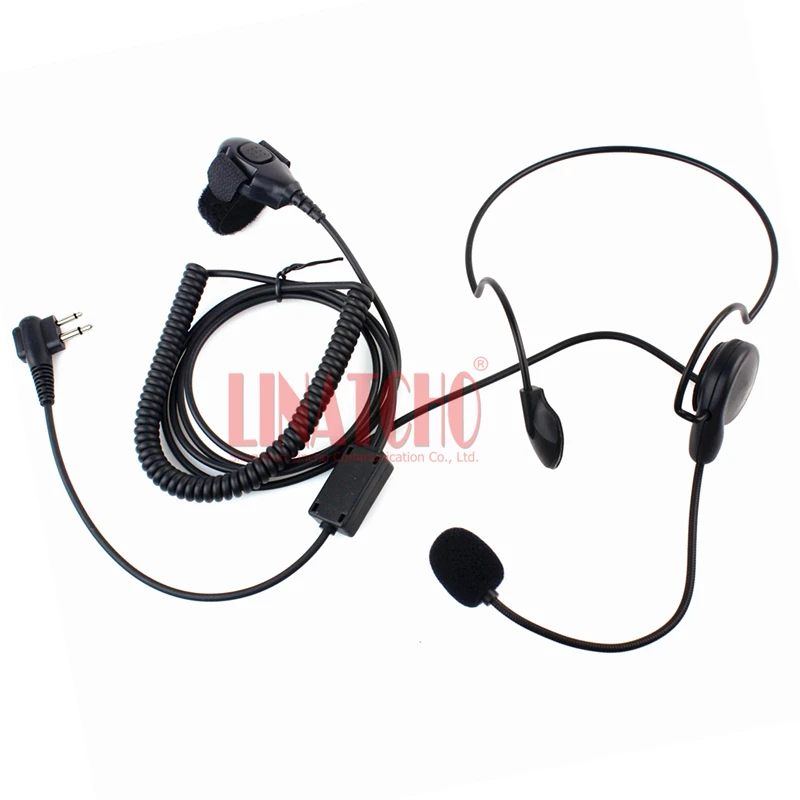 Behind the Neck Finger PTT Tactical Mic Earphone 2 Pins Connector for CP88 CP100 CP150 CP200 Walkie Talkie