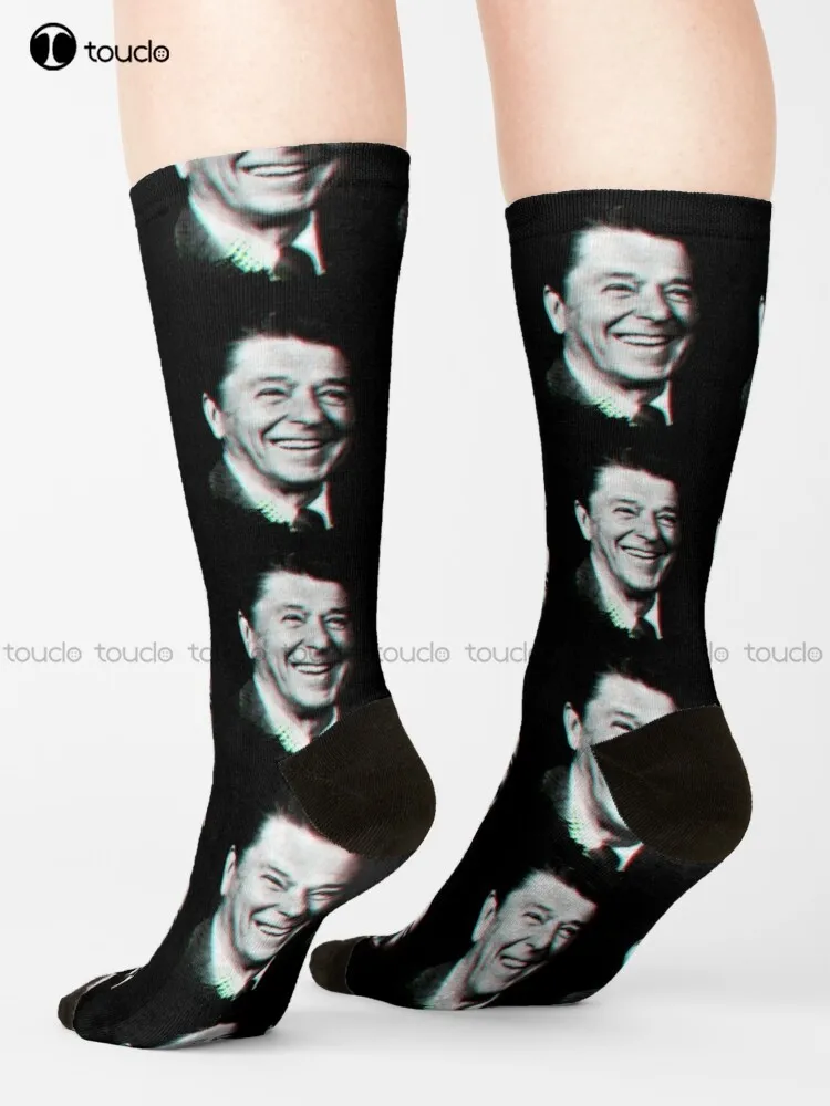 Ronald Reagan Retro Halftone Dots Pattern Vintage Retrowave 80S Retro Style Punk Genx Maga Hd High Quality Online Store Socks