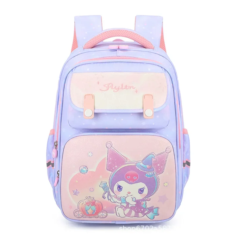 Sanrio Kulomi cartoon bonito resistente a arranhões e resistente ao desgaste mochila de estudante nova mochila de cumeeira redutora de carga para crianças