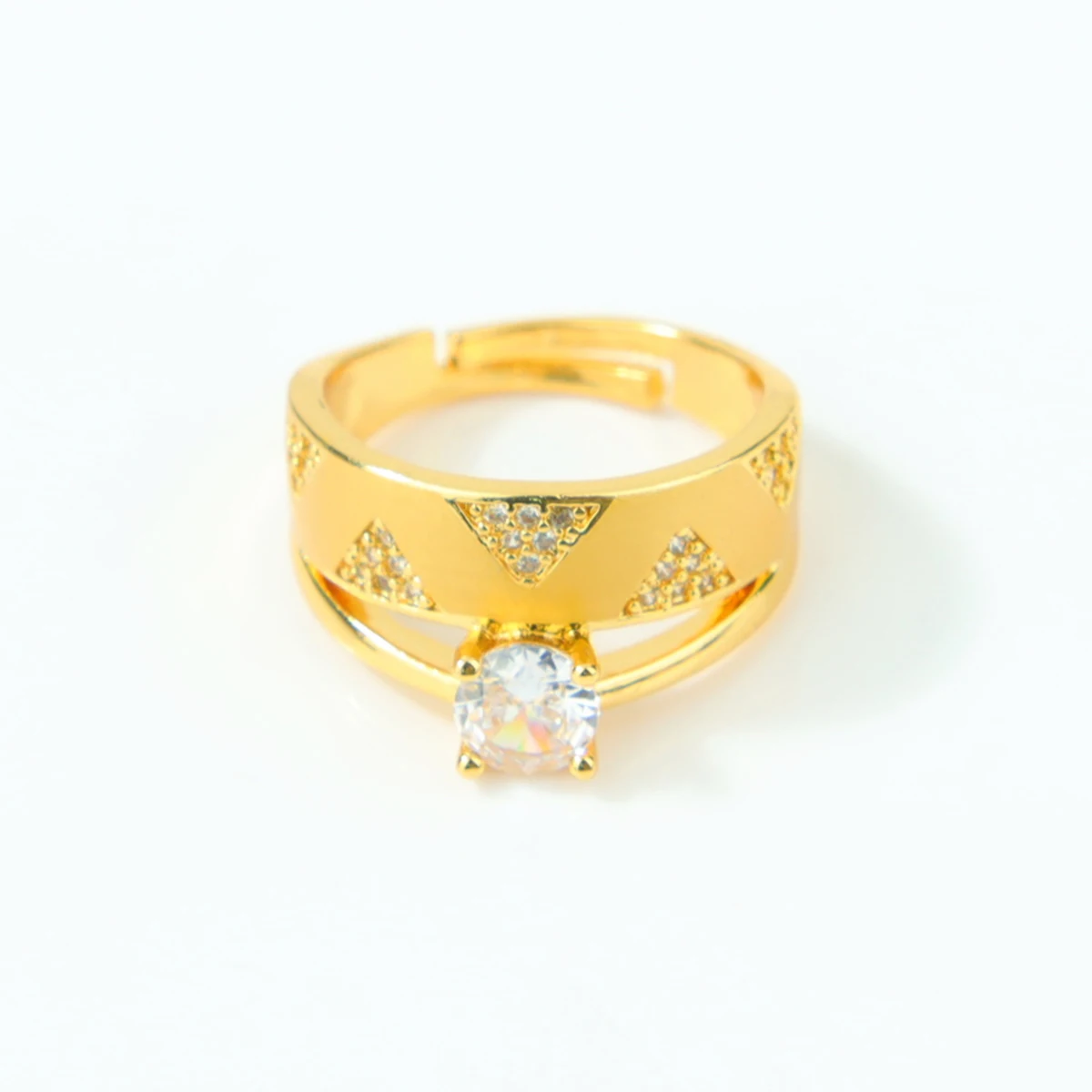 Dubai Mode Kubische Zirkonia Ringe 21k Vergoldet Arabische Braut Hochzeit Luxuriöse Paarringe Nigeria Damen Party Schmuck – Detail 11