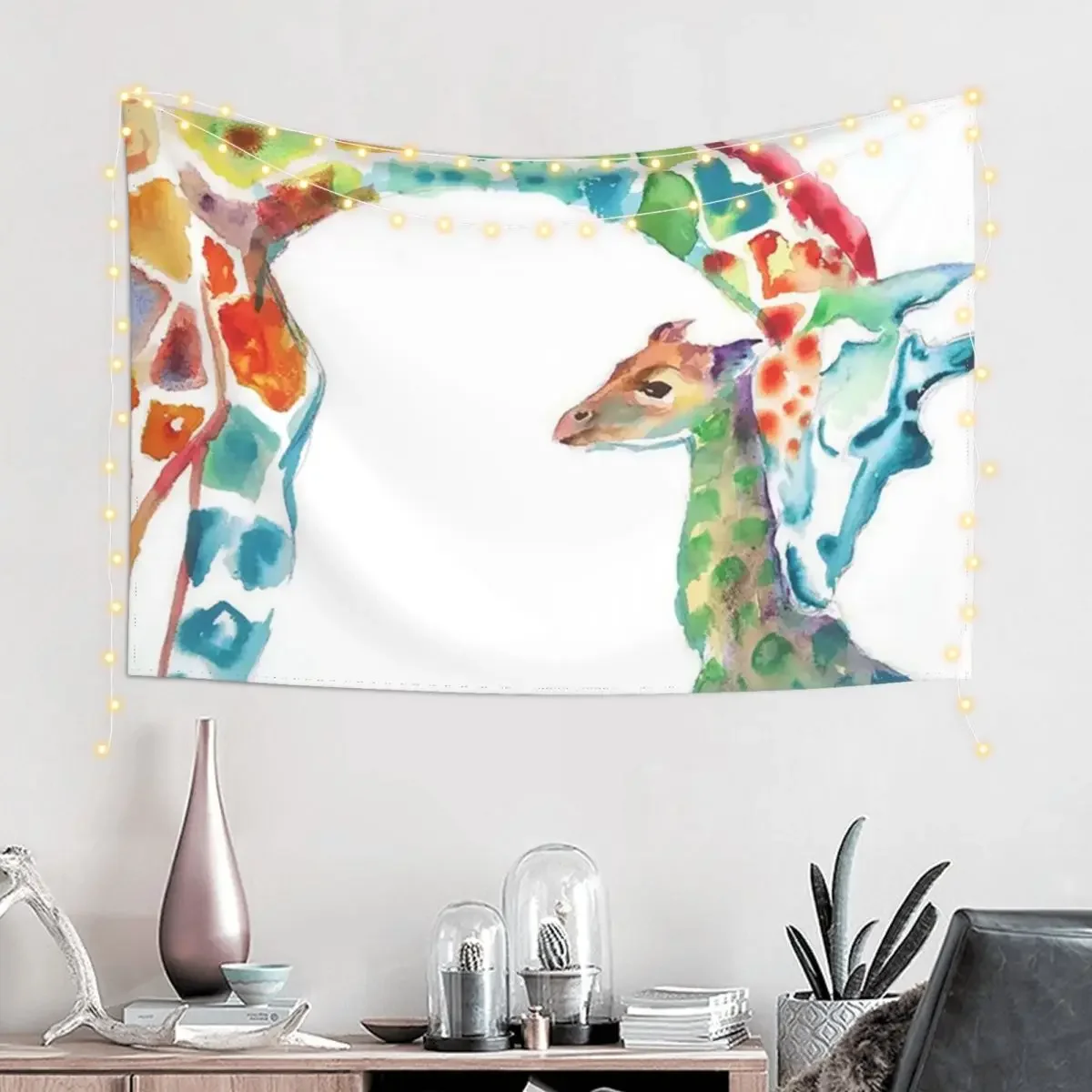 Giraffe Mommy and Baby Tapestry Wall Mural Bed Room Decoration Cute Room Things Tapestry