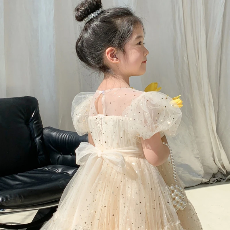 Summer Kids Girls' Dress  Baby Temperament Princess Dress Cute Sweet Children's Dress Westernized Dreamy Yarn Dress image 3