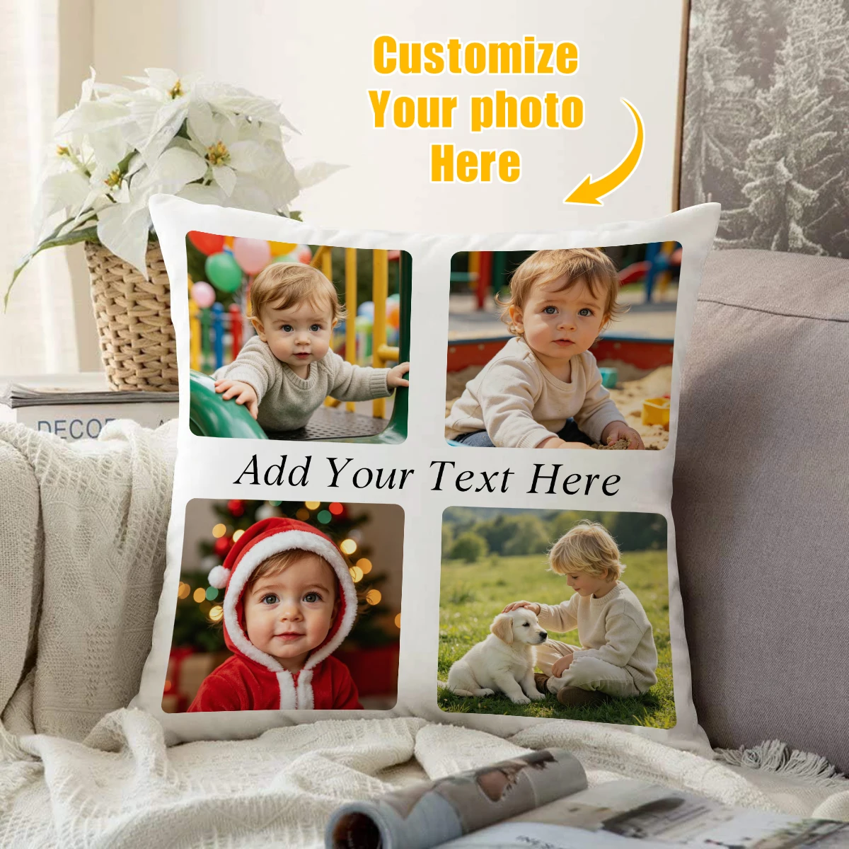 1pc Personalized photo customized pillow cover, customized photo cushion cover for family, idols, and loved ones