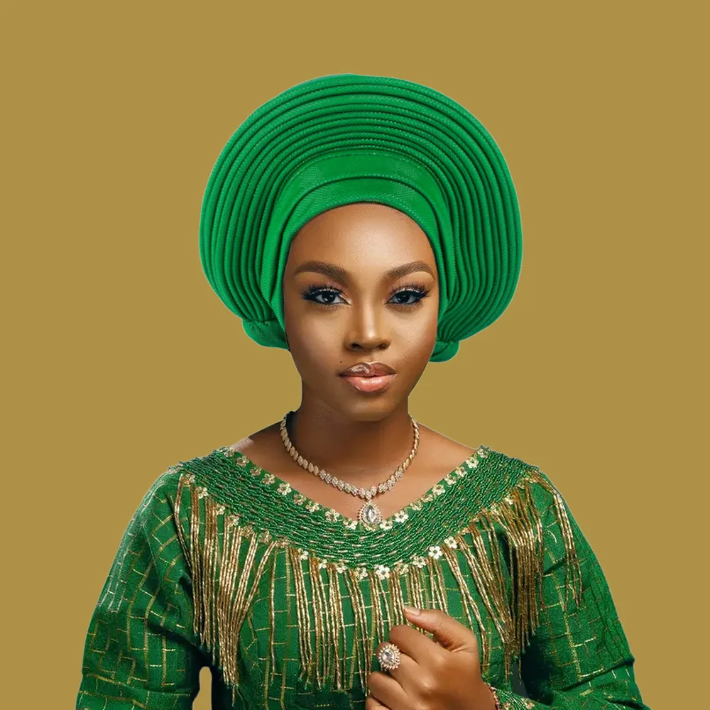 Nigeria Head Ties Wedding Party Headgear Elegant African Headtie Turban Already Made Women's Auto Gele Female Head Wraps image 3