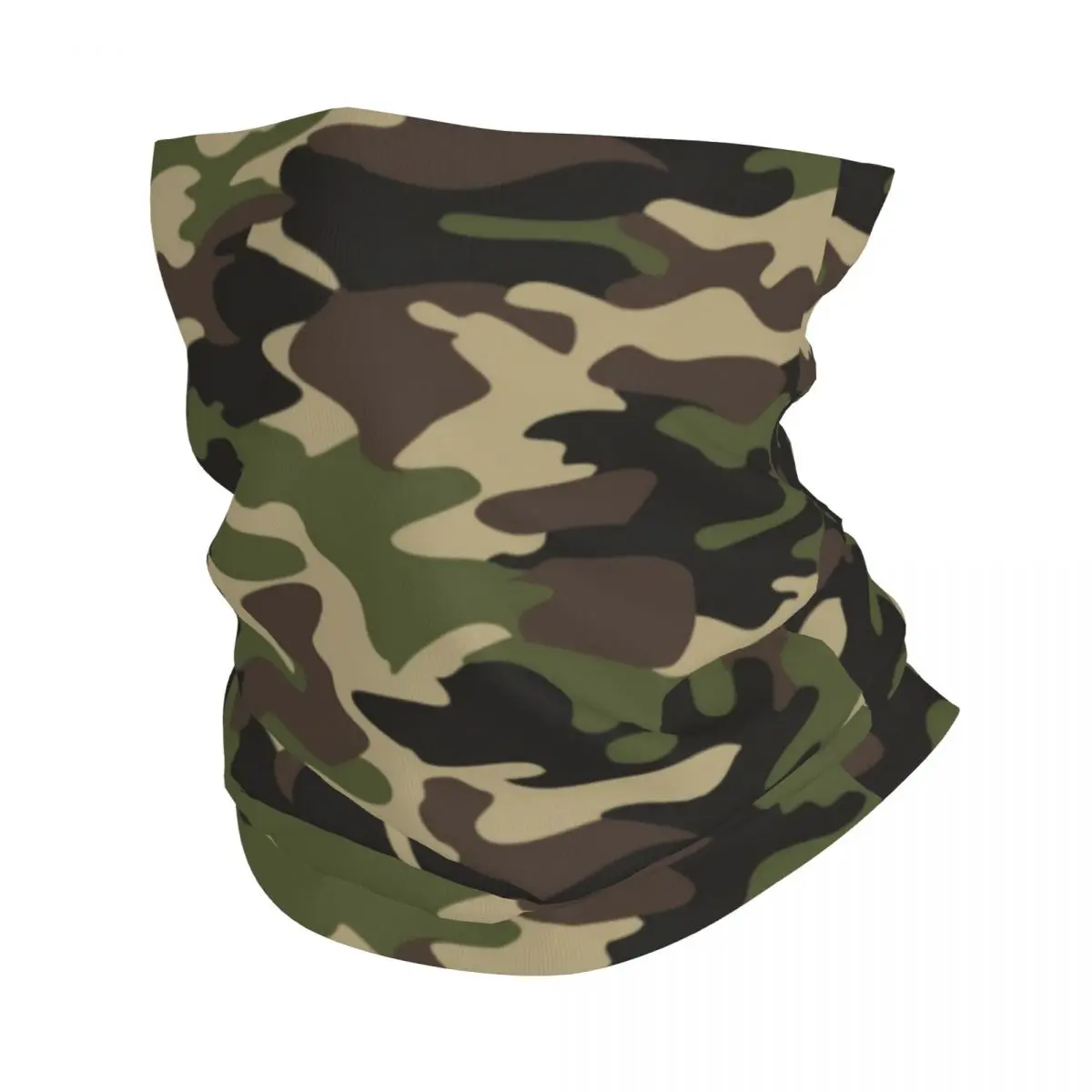 Custom Green Camo Camouflage Print Neck Gaiter Men Women UV Face Shield Winter Morden Style Bandana Scarf for Hiking