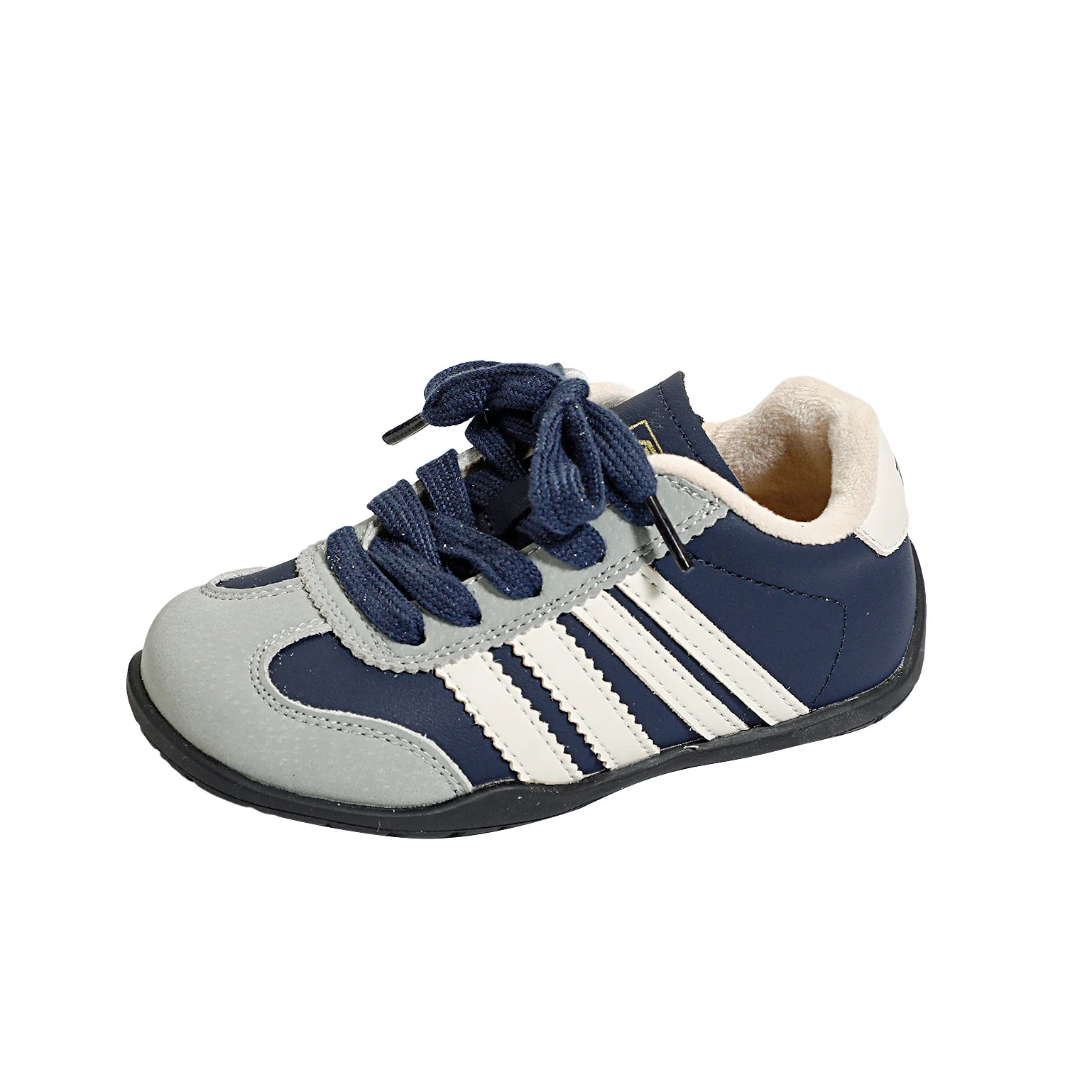 

Зимняя детская повседневная хлопковая обувь, тренировочная обувь в полоску контрастных цветов с плюшевой мягкой подошвой для мальчиков и девочек