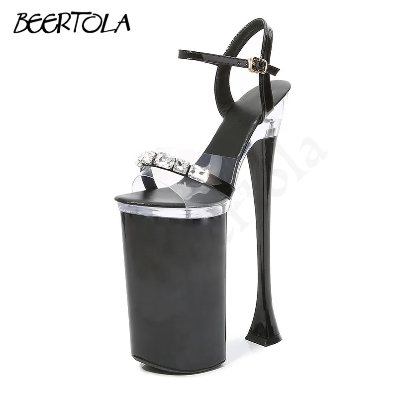 

Women's Crystal Transparent One-Strap Sandals 26CM High Heel Nightclub Sandals Women's High Platform Catwalk Dance Shoes