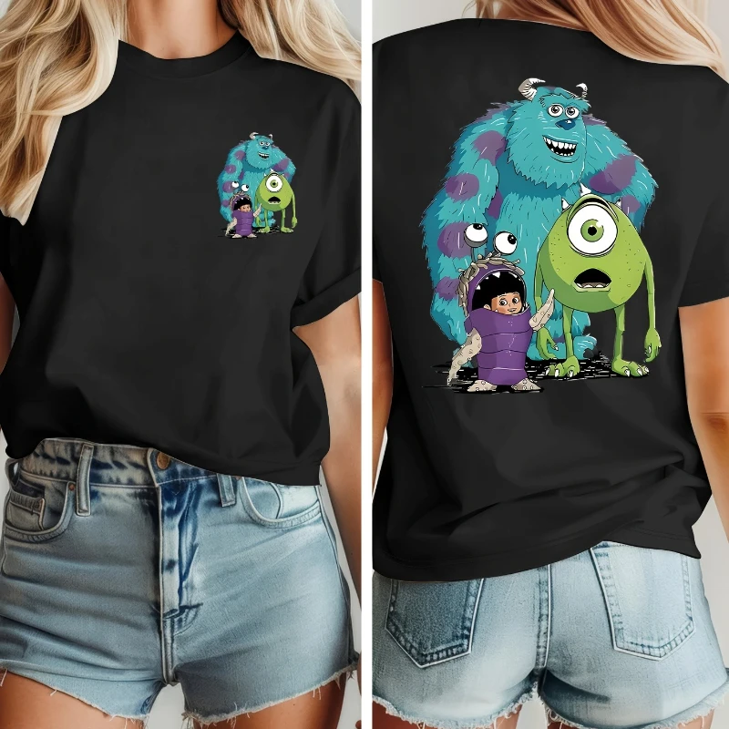 ديزني مونسترز إنك سالي مايك بوتي قميص خمر المرأة الرجال القطن المحملة للجنسين قصيرة الأكمام المتضخم زوجين عارضة الشارع الشهير