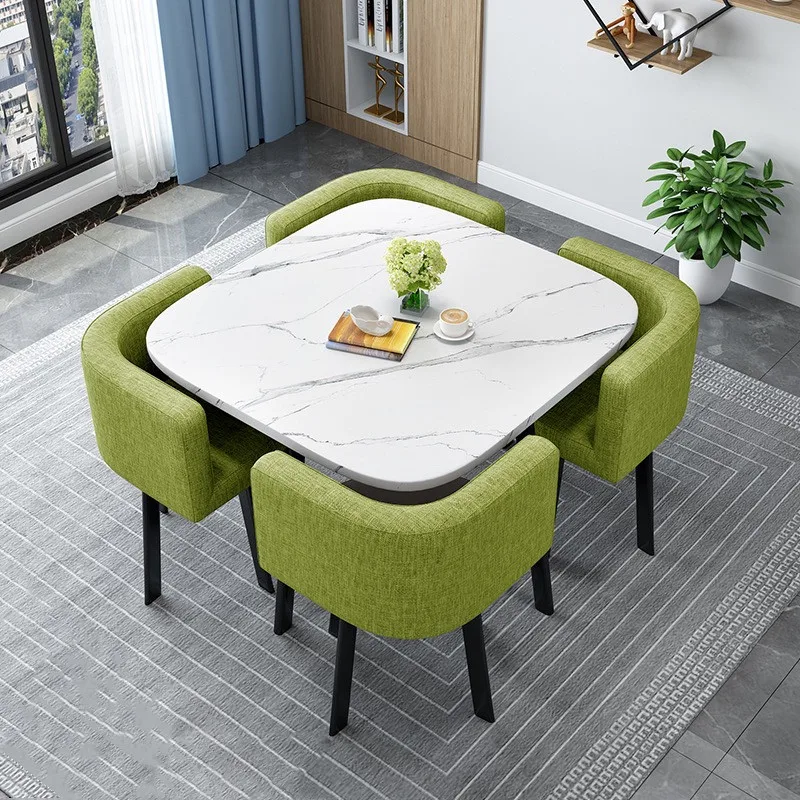 

Minimalist Reception Restaurant Cafe Table and Chairs Square 4-seater Space Saving Home Furniture Dining Table Se