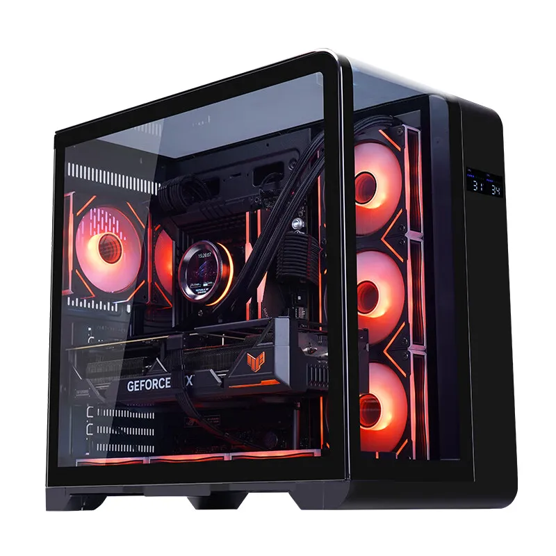 Imagem -05 - Caixa de Computador Wentiian Plus Preto Desktop Gaming pc Case do Computador Lcd Display Digital 360 Fileira Fria Atx Placa-mãe Novo 2024