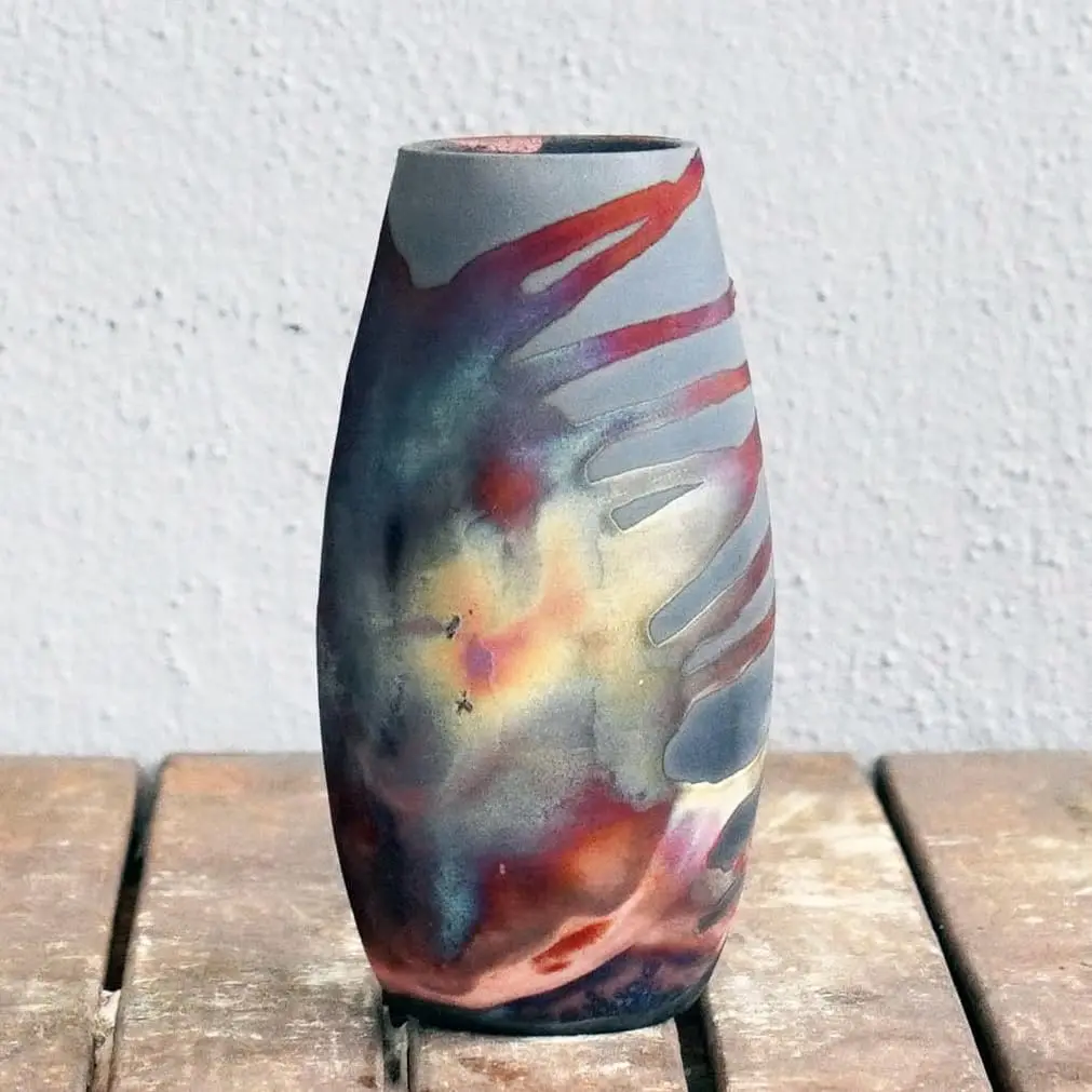 

Raaquu Tsuri 6 Inch Handmade Ceramic Raku Vase - Pottery Gifts For Her, Boho, Gift Box, Gift For Mom, Bridesmaid Wedding Gift