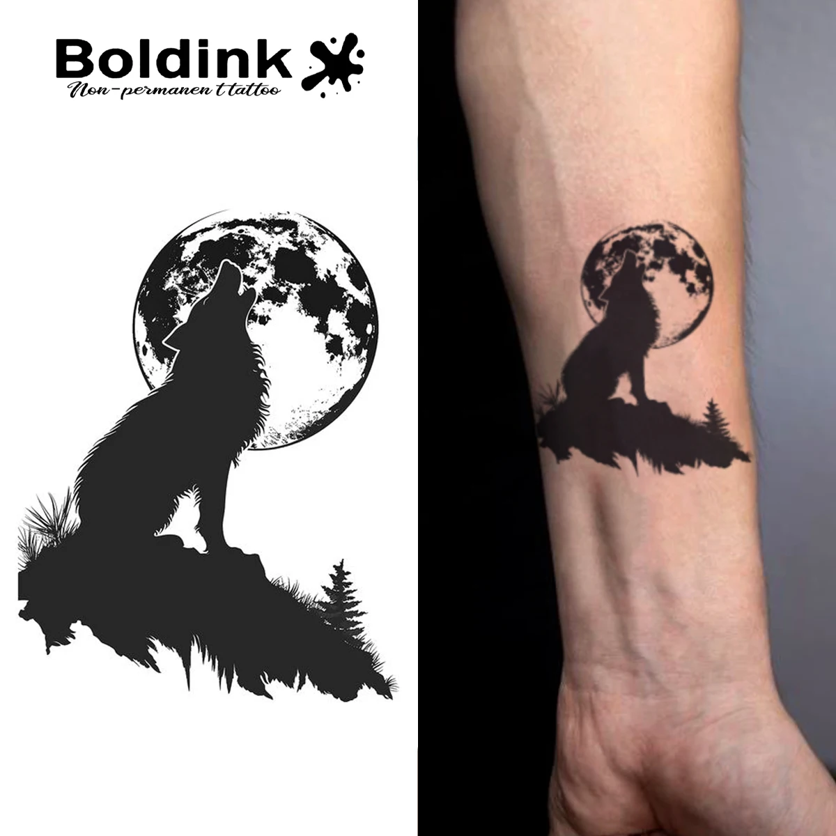 Tatouage temporaire Lunar Howl Boldink, dure jusqu'à 15 jours, nouvelle technologie, autocollant semi-permanent magique étanche.