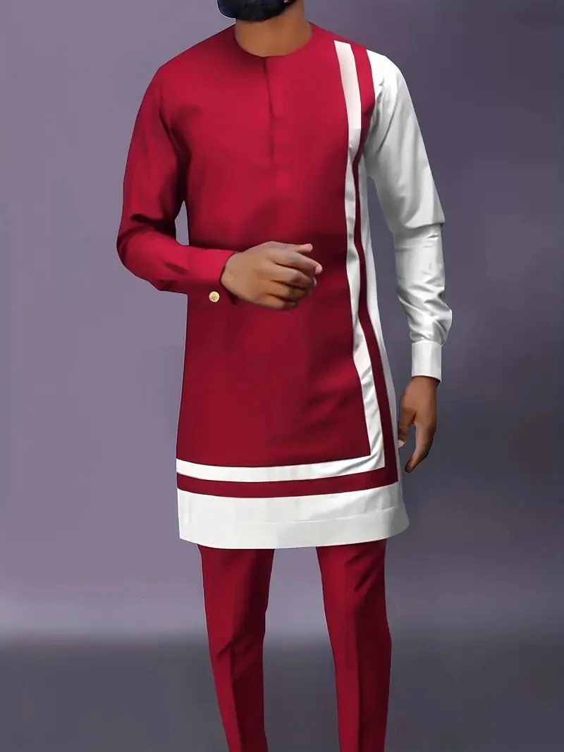 

Мужской модный повседневный костюм-двойка с принтом