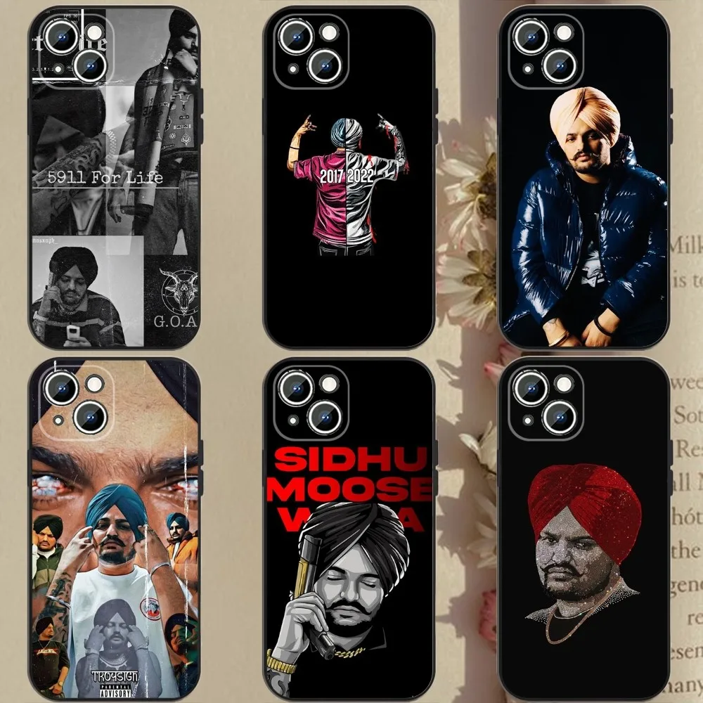 

S-Sidhu Moose Wala Phone Case Phone Case For Apple iPhone 15,14,13,12,11,XS,XR,X,8,7,Pro,Max,Plus,mini Silicone Black Cover