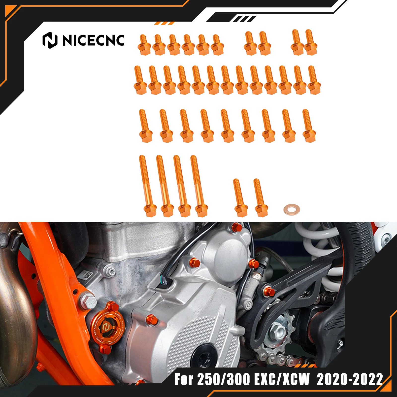 

For KTM EXC 300 EXC 250 XCW 300 XCW 250 2020 2021 2022 M5 M6 Motorcycle Engine Bolts Kit Ignition Clutch Cover Screw Nuts