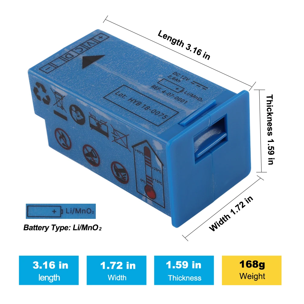12V 2,8Ah 4-07-0001 HYB 18-0075 Ersatzakku für FRED easy Life AED-Defibrillator HYB15-0040 FA12-06466 HYB-140-0023 – Detail 2