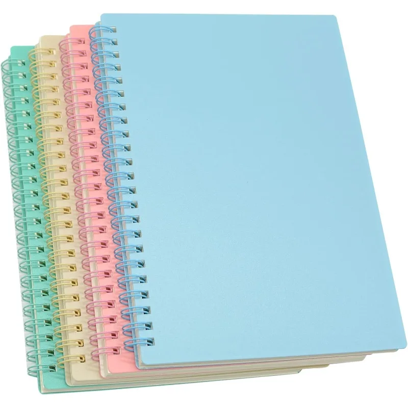 Spiral Notebook, 4 Pcs 8.3 Inch x 5.9 Inch A5 Thick Plastic Hardcover 7mm College Ruled 4 Color 80 Sheets -160