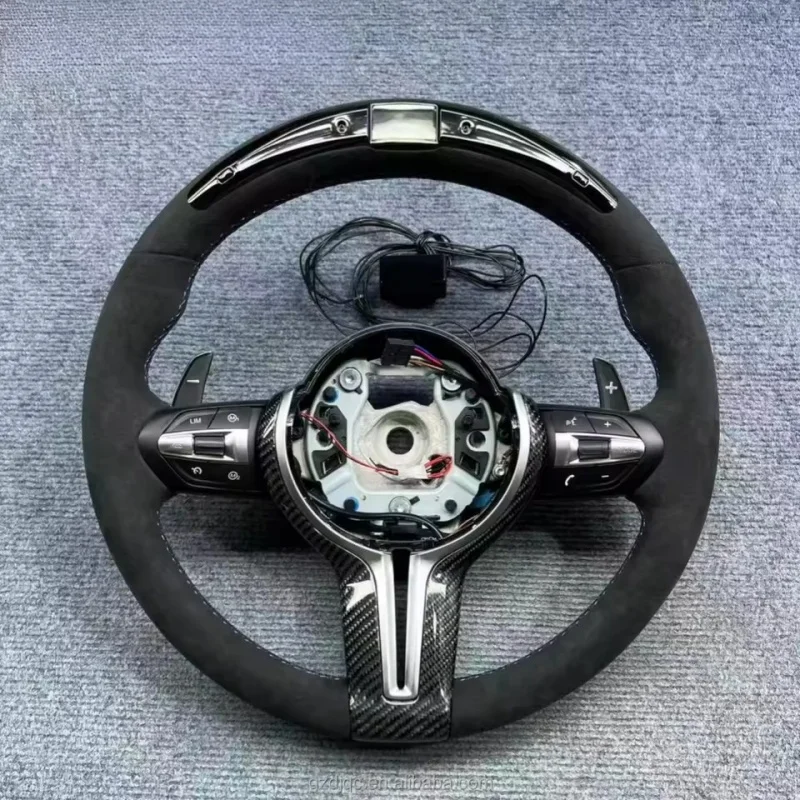 LED-Lenkrad aus Kohlefaser und Leder für BMW X1 X2 X3 F10 F15 F22 F30 F32 M3 F80 M4 F82 M5 F90 Auto-Innenausstattung