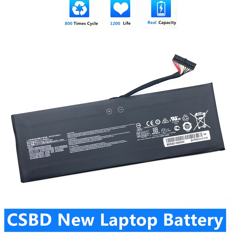 

CSBD New BTY-M47 Laptop Battery for MSI GS40 GS43 GS43VR 6RE GS40 6QE 2ICP5/73/95-2 MS-14A3 MS-14A1 7.6V 8060mAh