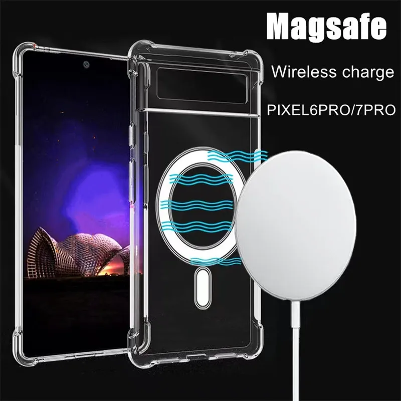 

For Magsafe Clear Magnetic Wireless Charging Case For Google Pixel 7 8 Pro 8Pro 7 Pro Transparent Armor Shockproof Cover