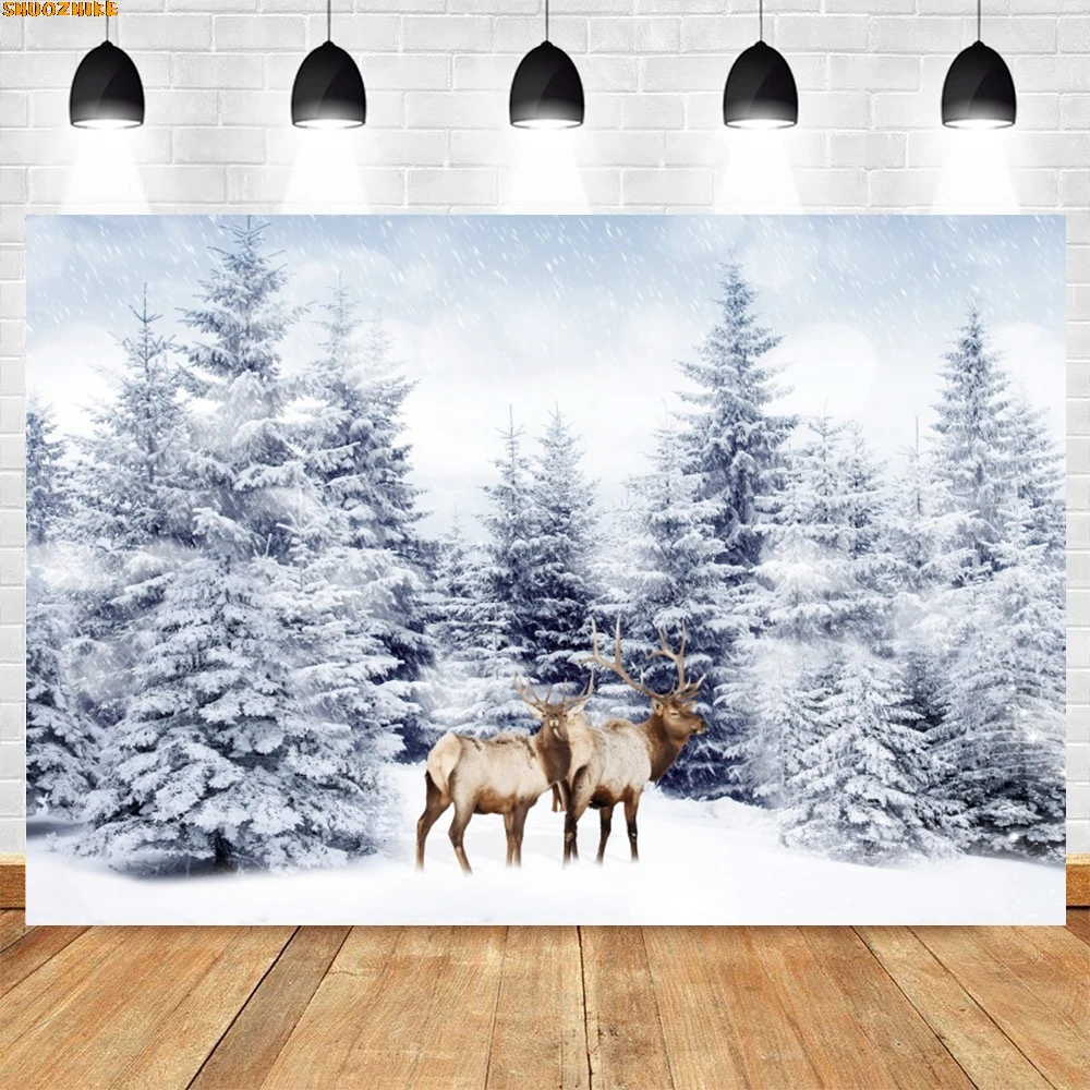 

Christmas Day Wreath Family New Year Party Photography Backdrops Prop Window Living Room Xmas Tree Gift Snow Background OZ-06