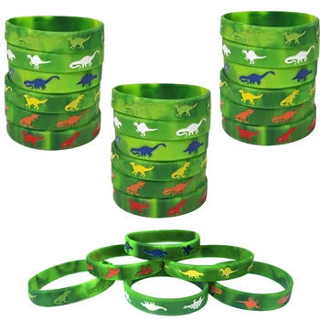 12/24/30 יחידות צמידי סיליקון דינוזוארים צמיד דינוזואר מסיבת יומולדת בנושא ג'ורסיק קישוט