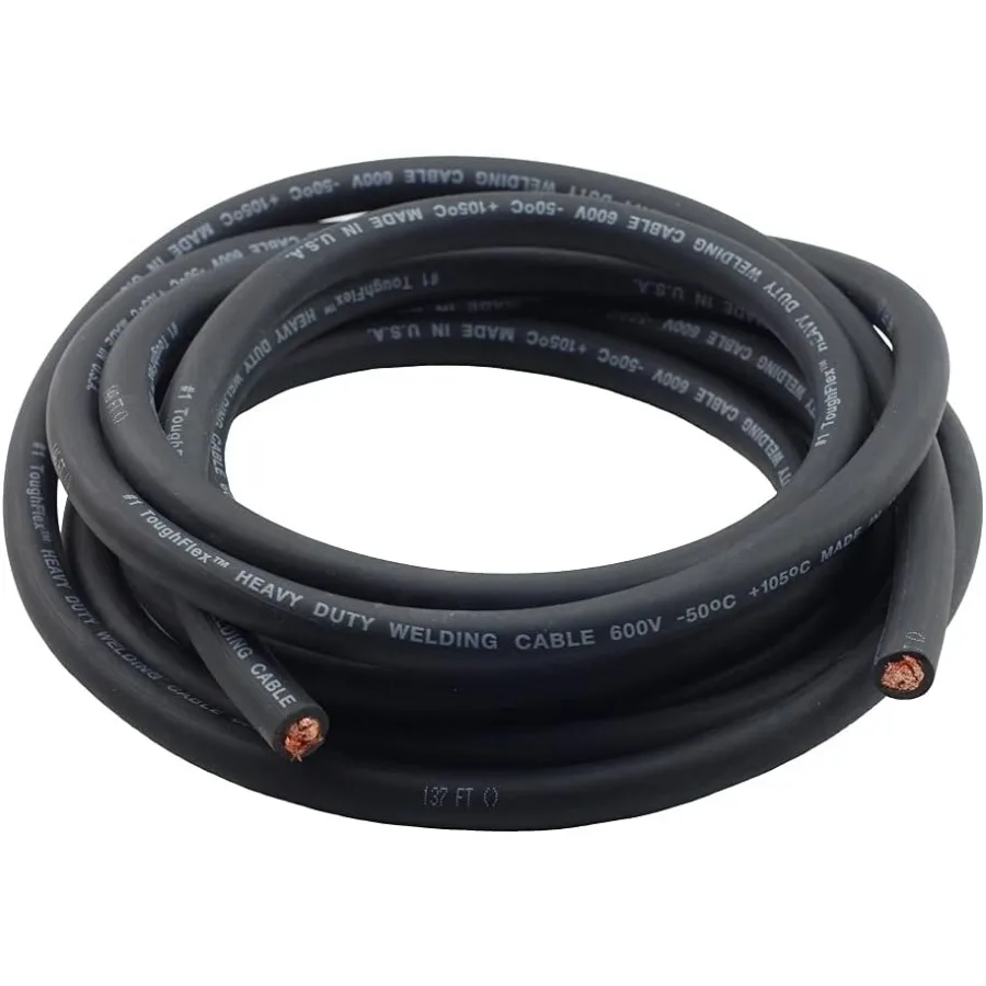

15ft 1AWG USAmade Heavy Duty Welding Cable with Highly Flexible Durable EPDM Rubber Jacket for Industrial and Outdoor Applicati