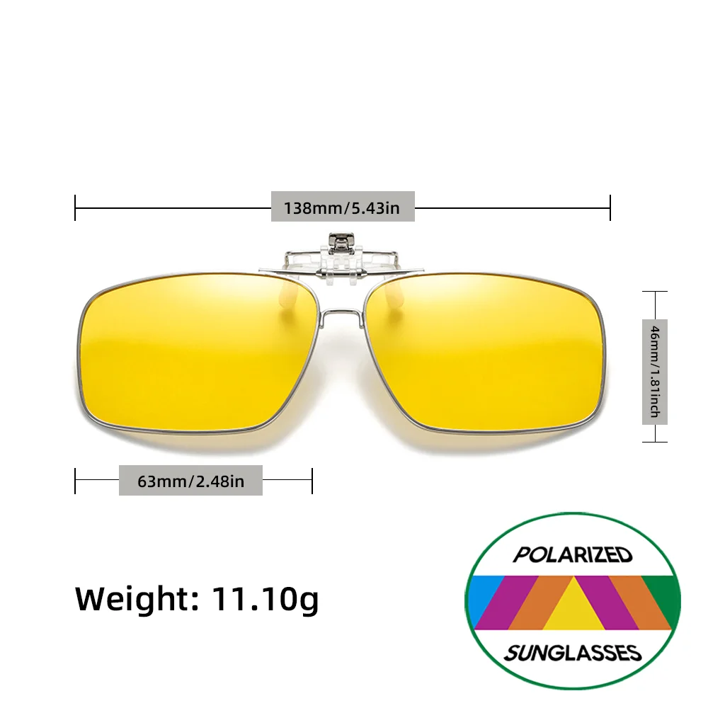 VIVIBEE Flip Up Clip On Nachtsichtbrille Polarisierte Männer Fahren Gelbe Sonnenbrille Frauen UV400 Angeln Universal Clips – Detail 8