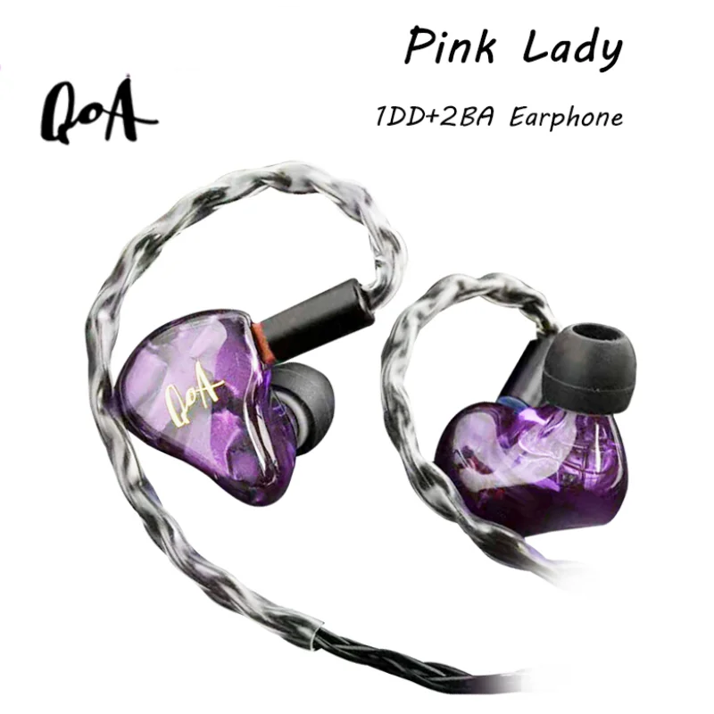 

QOA Pink Lady 2BA + 1DD наушники Гибридный привод HIFI DJ монитор наушники-вкладыши гарнитура с 3,5 мм 2-контактный съемный кабель для наушников