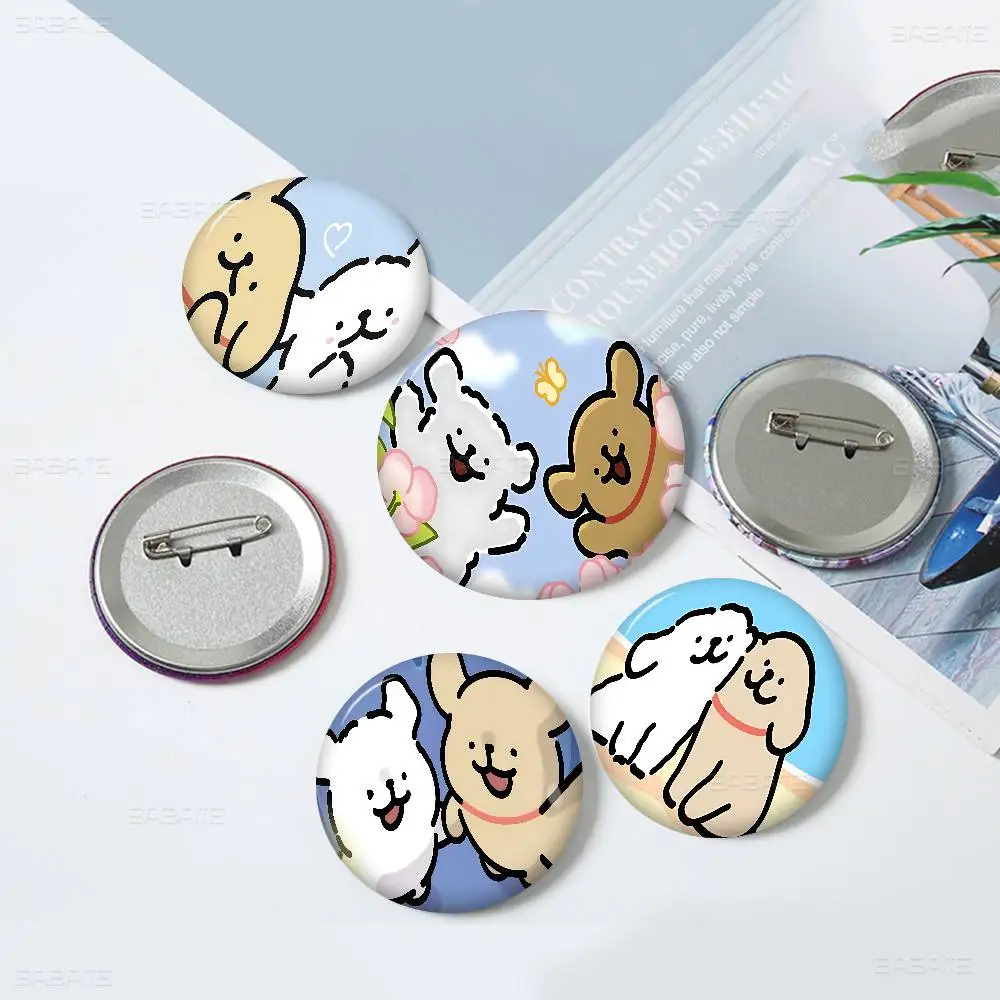 Animal maltese and golden retriever Anime Button Pin Handmade Brooch for Clothes Cartoon Badge Backpack Decoration Accessories