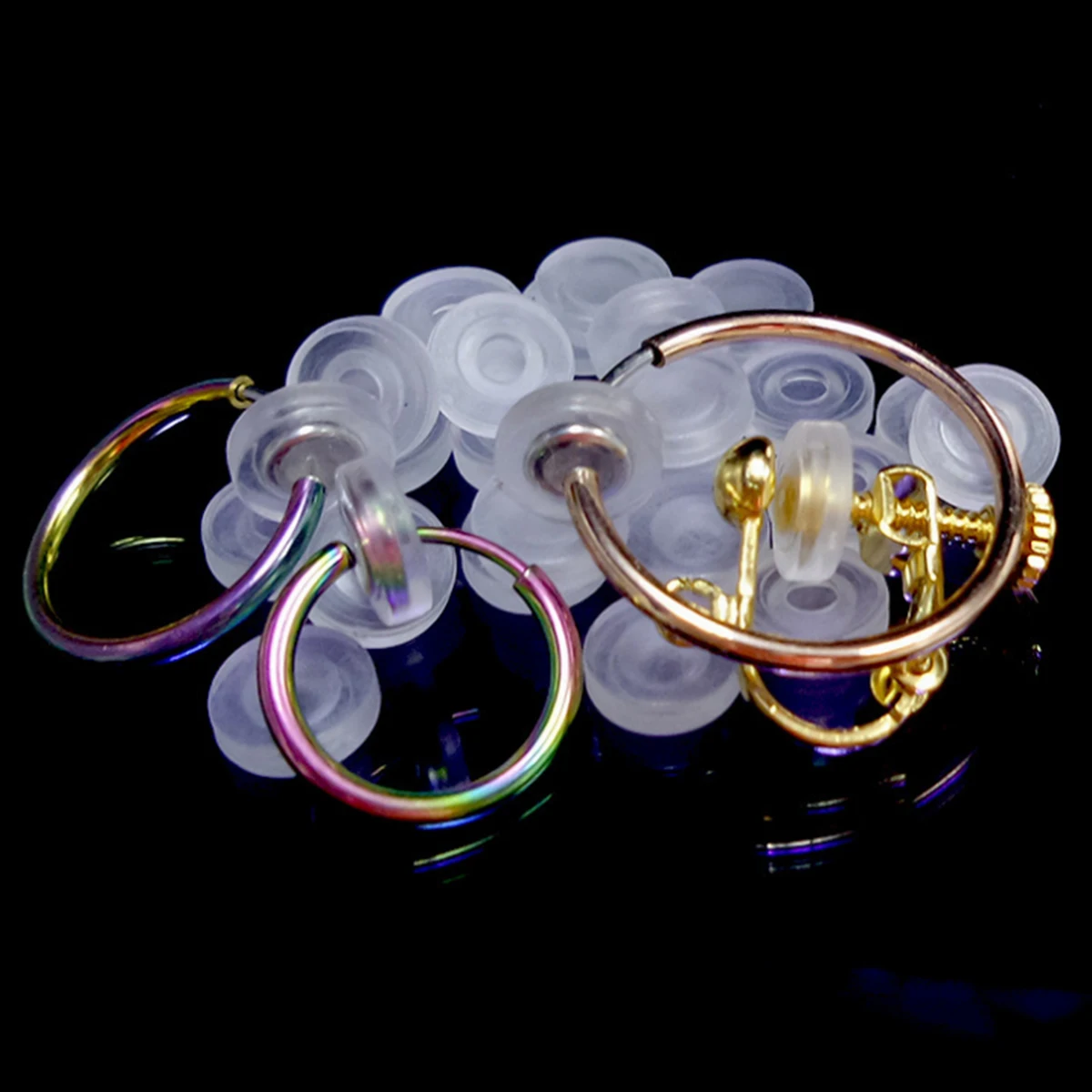 

100 Pcs Ear Clip Pads Small Size Replaceable Mat Transparent Pain-proof Accessories