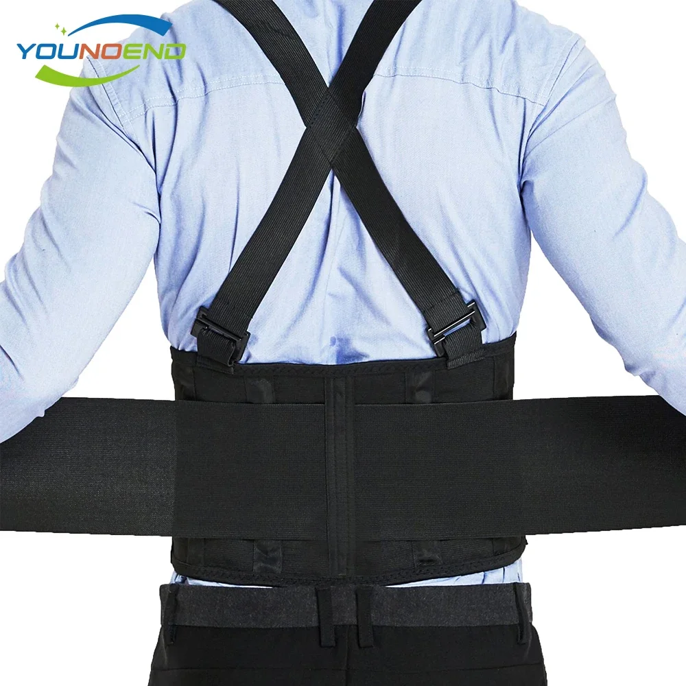 Industrial Work Back Brace Waist Pain Protection Belt with Suspender Strap for Heavy Lifting,Construction,Moving,Warehouse Jobs