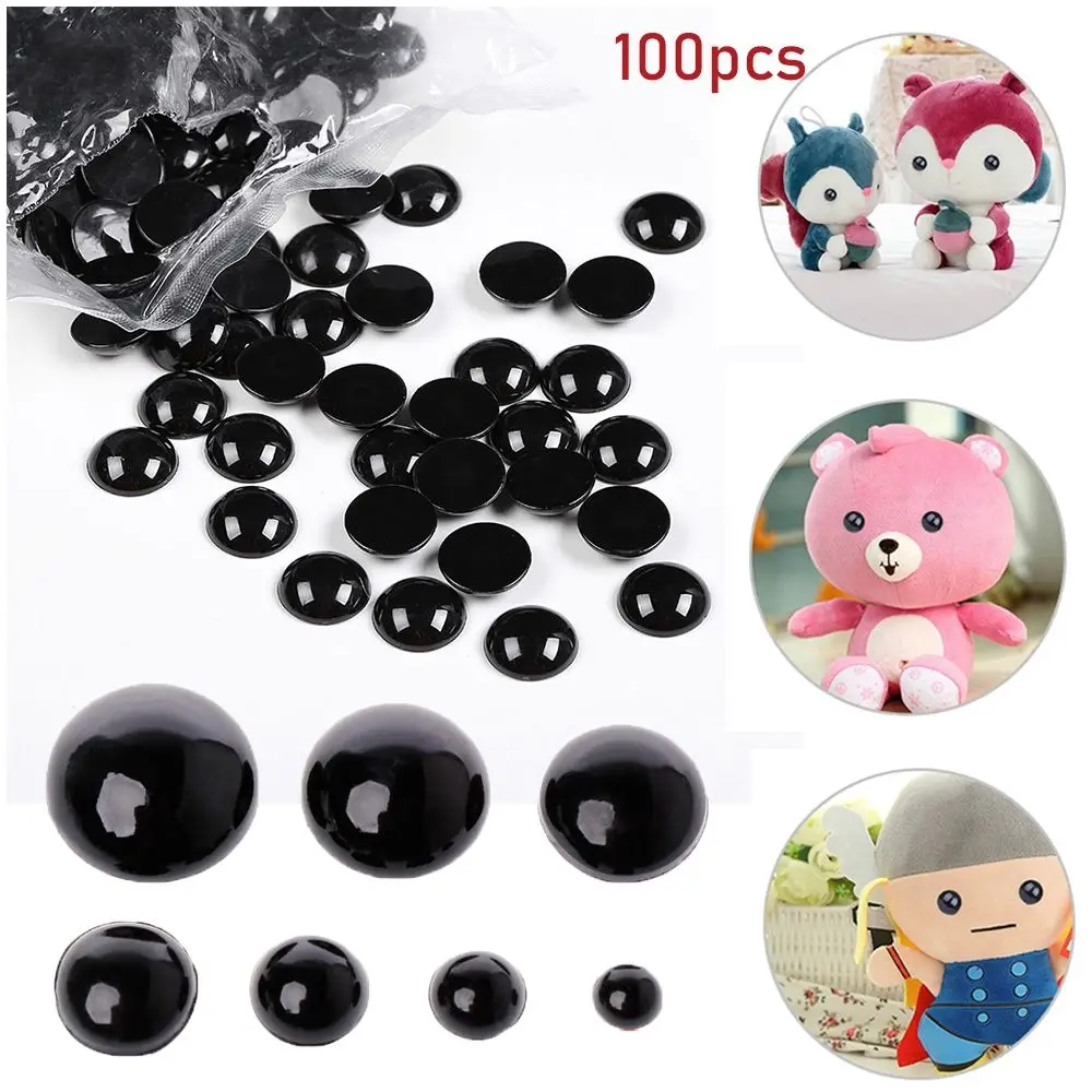 100 Uds. Regalo de Navidad plástico 3-12mm animales marionetas haciendo osos aguja fieltro negro ojos de seguridad accesorios para muñecas